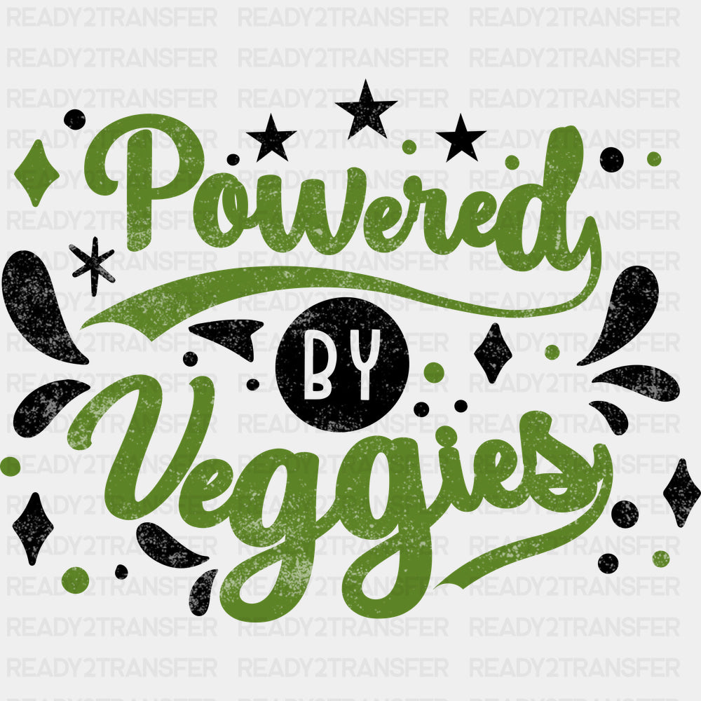 Powered By Veggies - Vegan DTF Transfers - Adult Unisex - S & M (10’’) / Dark Color Design (See Imaging)