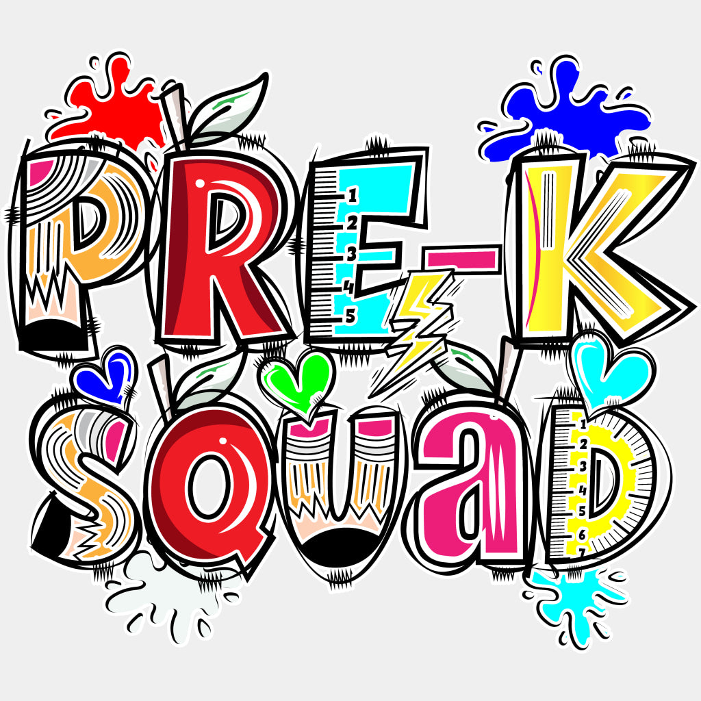 Pre-K Squad - Pre-K DTF Transfers ready2transfer Light Color Design (See Imaging)