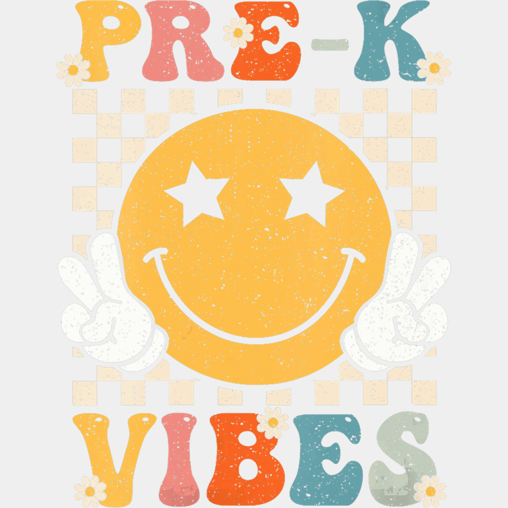 Pre-K Vibes, Yellow Smiley - Pre-K DTF Transfers ready2transfer Light Color Design (See Imaging)