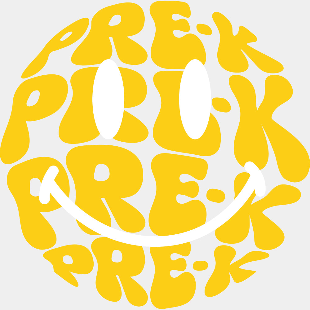 Pre-K Yellow Smiley - Pre-K DTF Transfers ready2transfer Light Color Design (See Imaging)