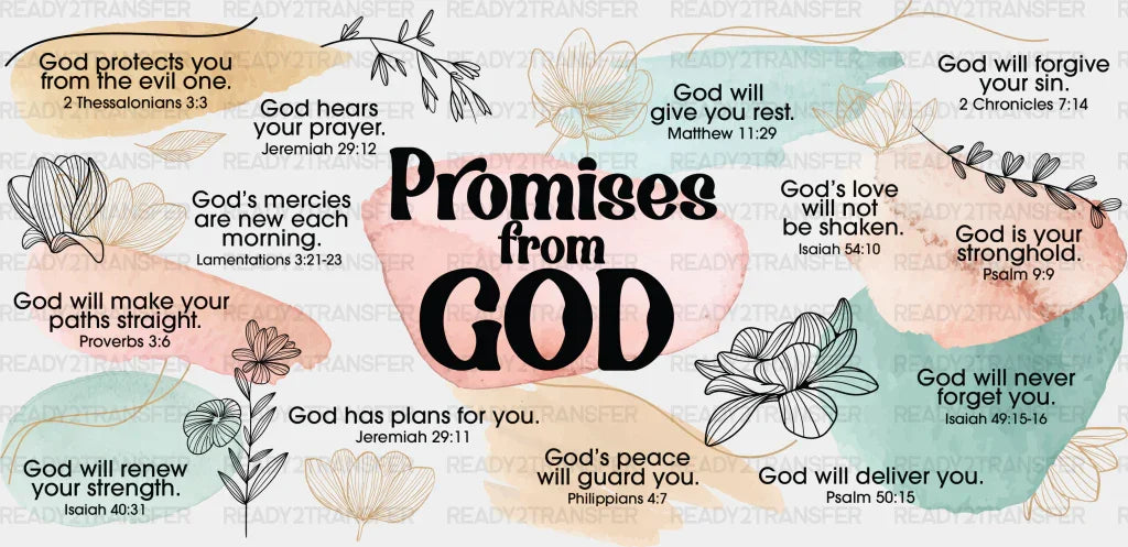 Promises From God - Religion Cup Wrap Uv Sticker Permanent Dtf Decal
