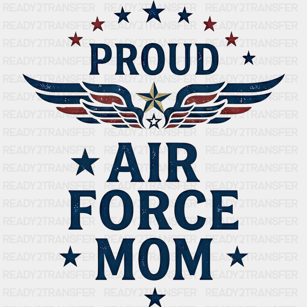 Proud Air Force Mom - Air Force DTF Transfers - Adult Unisex - S & M (10’’) / Dark Color Design (See Imaging)
