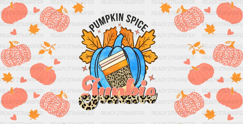 Pumpkin Spice Junkie Pink - Fall Cup Wrap Uv Sticker Permanent Dtf Decal