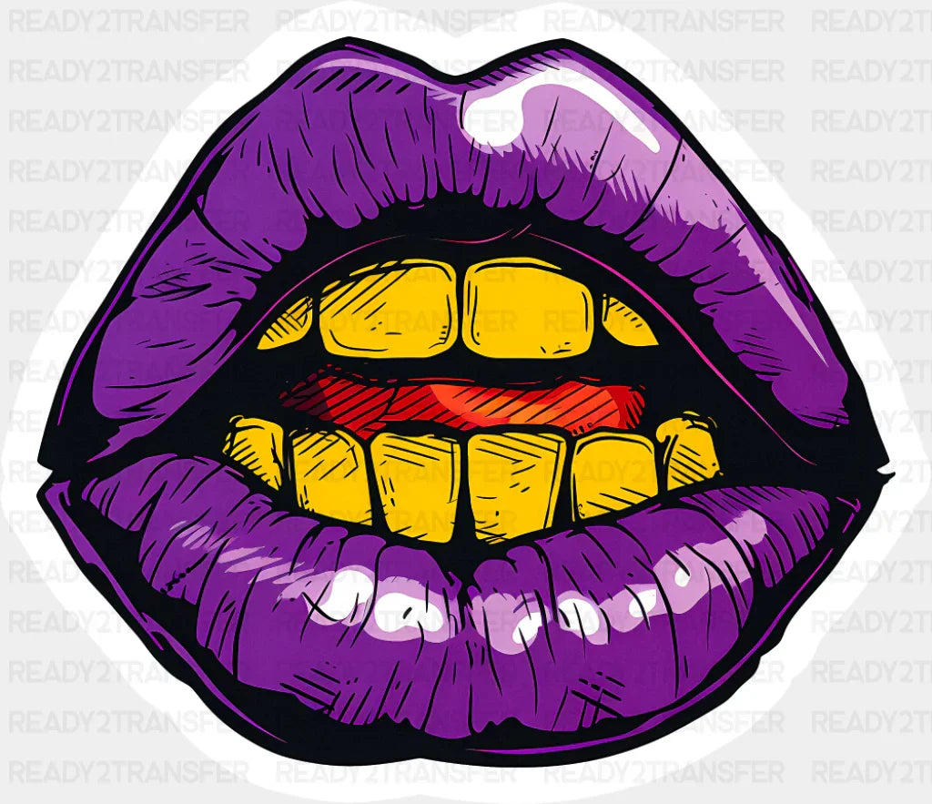 Purple Lips Yellow Teeth - Minimal UV Sticker Permanent UV DTF Decal
