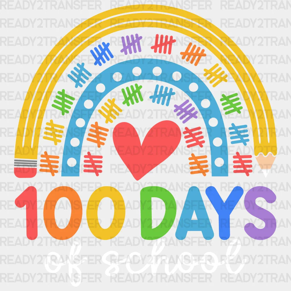 Rainbow Heart 100 Days Of School Design Dtf Transfer