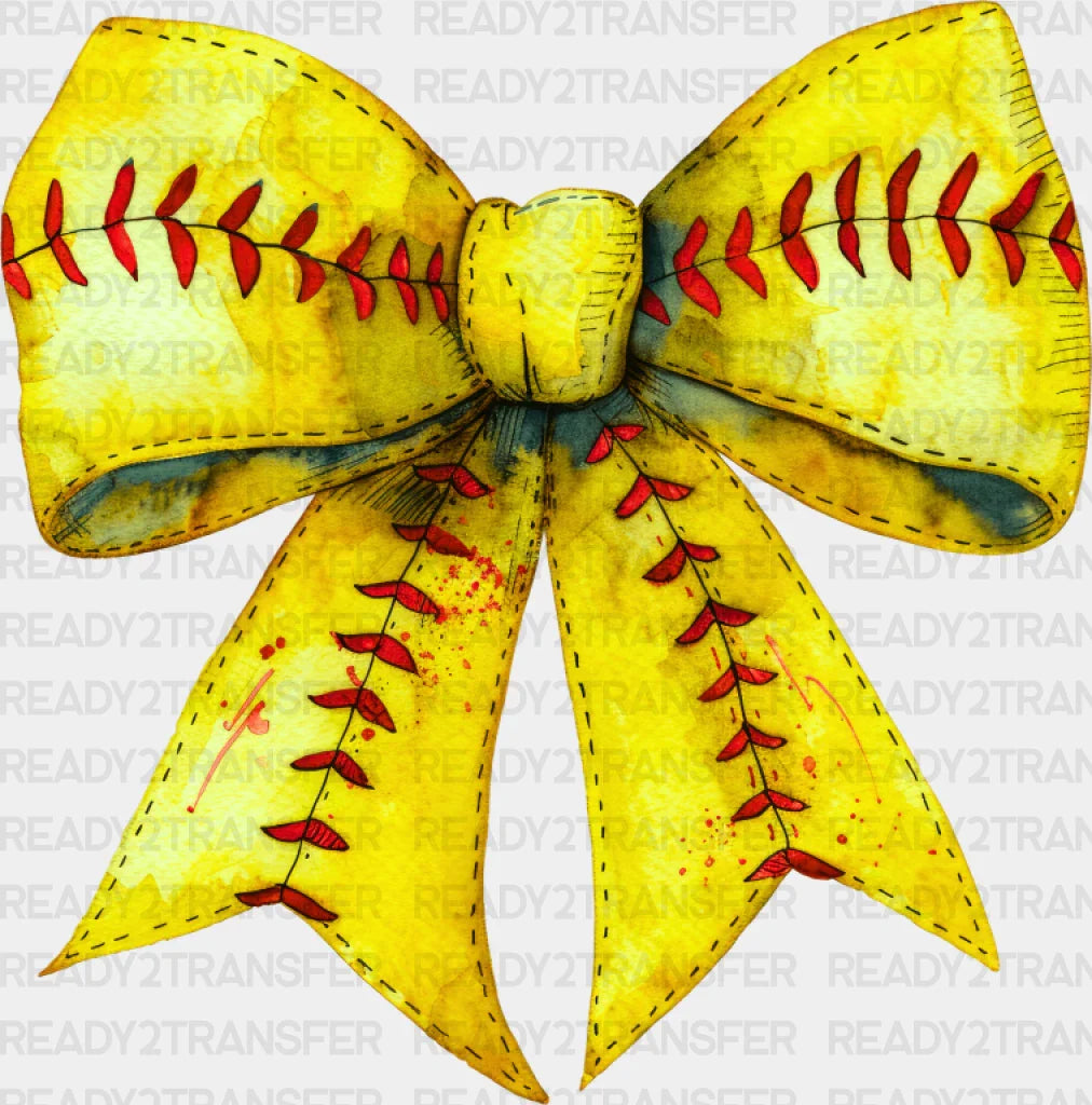 Red And Yellow Bowtie - Baseball Dtf Transfer