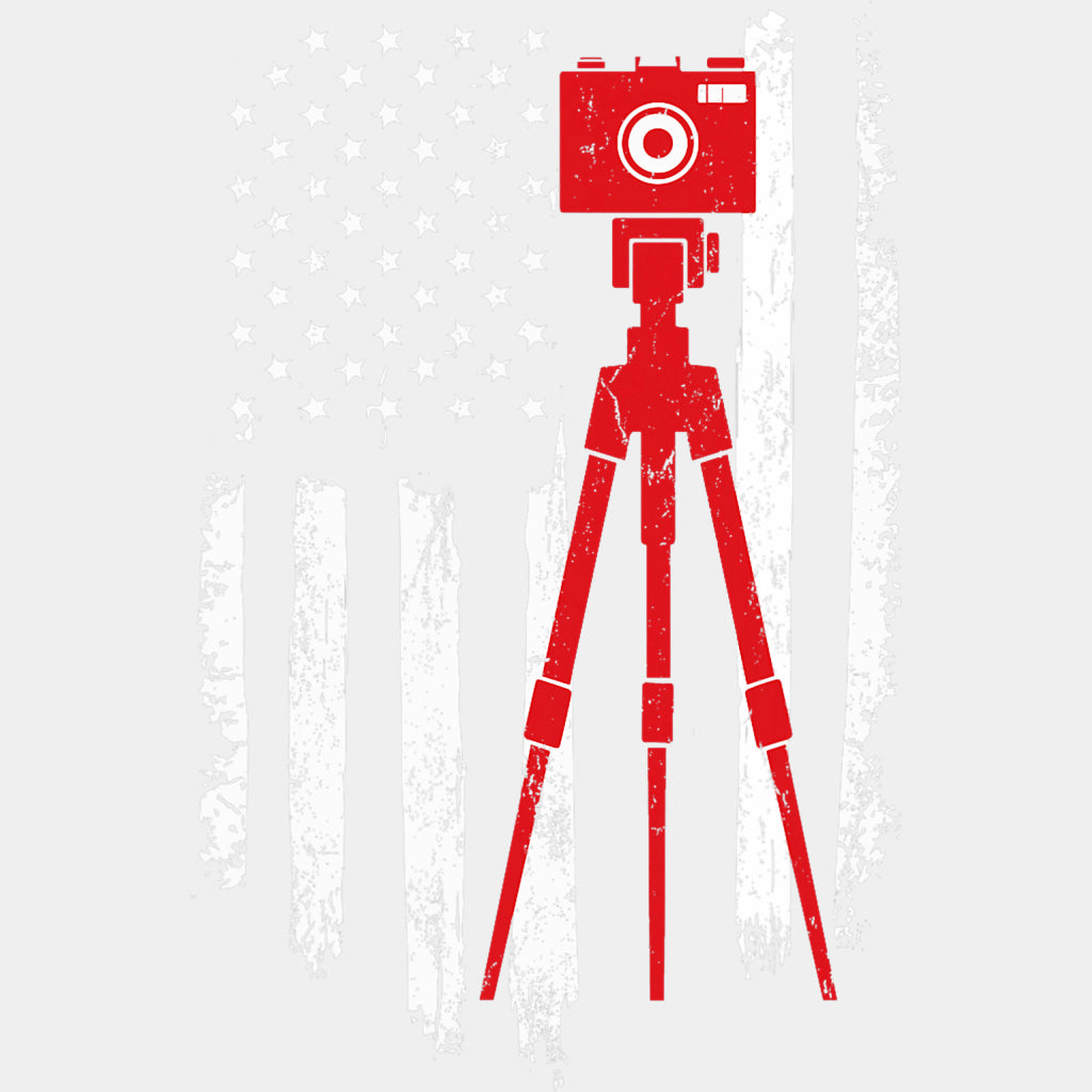 Red Camera, USA Flag - Photography DTF Transfers ready2transfer Light Color Design (See Imaging)