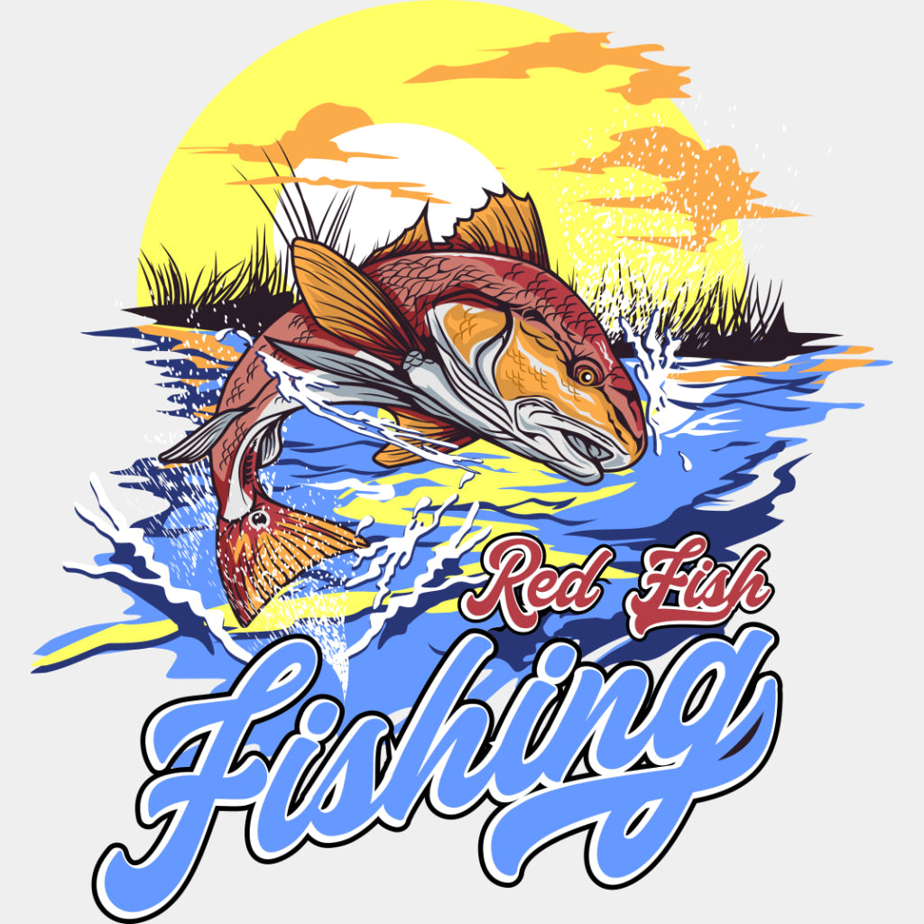 Red Fish Fishing - Fishing DTF Transfers ready2transfer Light Color Design (See Imaging)