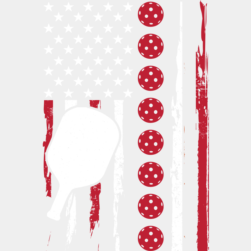 Red Pickleballs US Flag - Pickleball DTF Transfers ready2transfer Light Color Design (See Imaging)