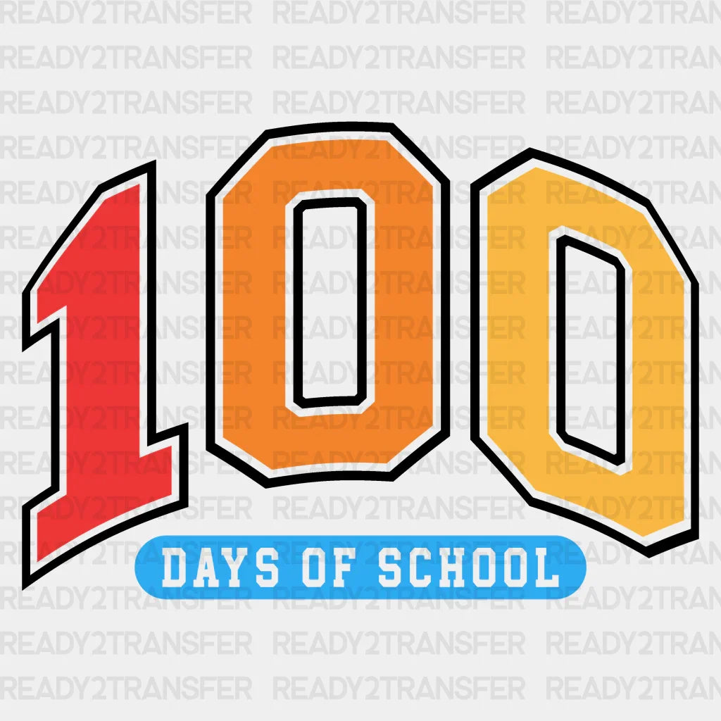Red To Yellow 100 Days Of School Dtf Transfer