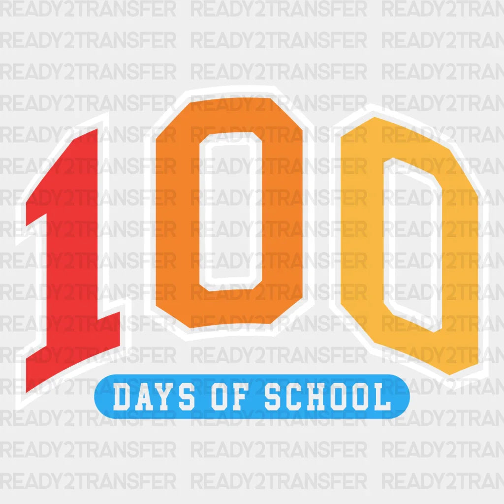 Red To Yellow 100 Days Of School Dtf Transfer
