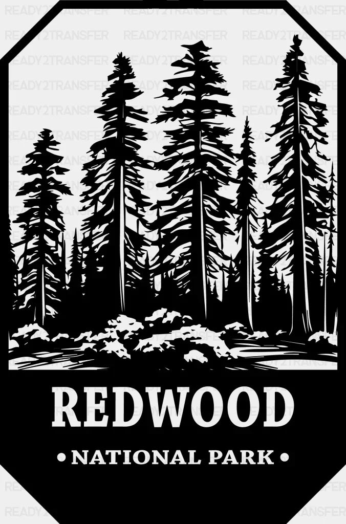 Redwood National Park Design - National Parks DTF Transfers ready2transfer Black