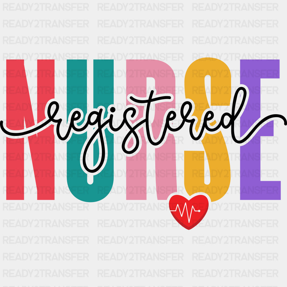 Registered Nurse, Heart - Registered Nurse DTF Transfers ready2transfer Dark Color Design (See Imaging)
