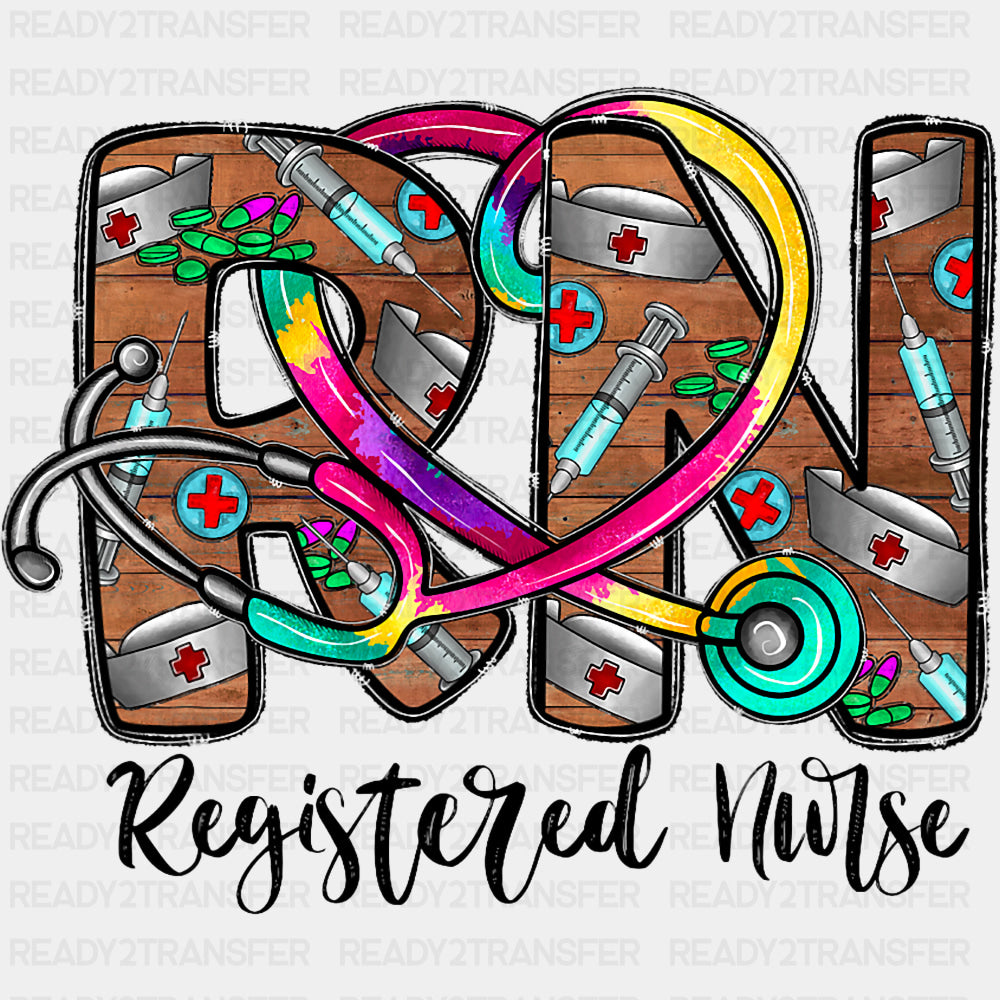Registered Nurse RN - Registered Nurse DTF Transfers ready2transfer Dark Color Design (See Imaging)