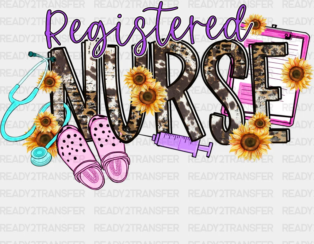 Registered Nurse Sunflower Design - Dtf Transfers