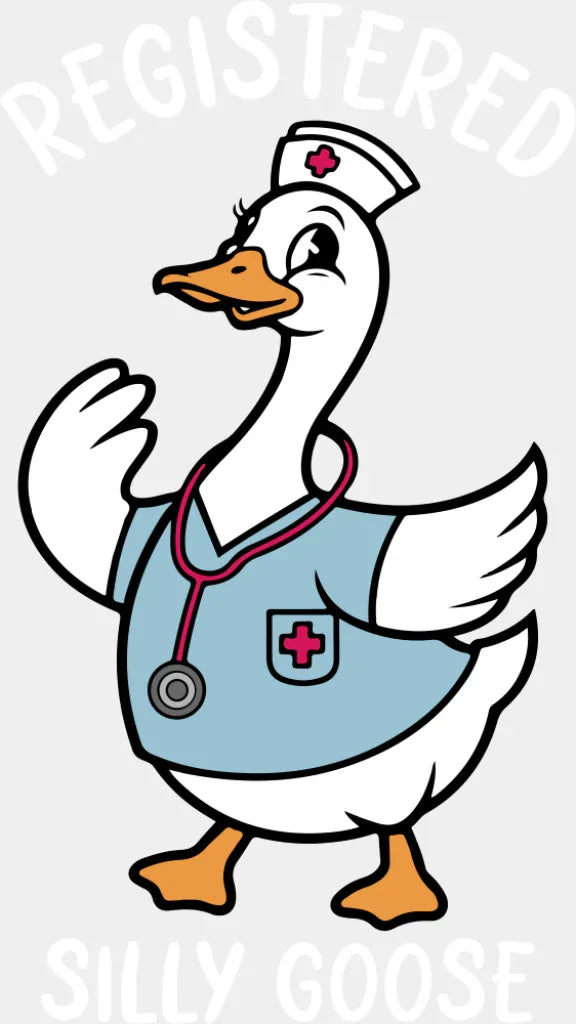 Registered Silly Goose B&W - Funny DTF Transfer Adult Unisex - S & M (10’’) / Light Color Design (See Imaging)