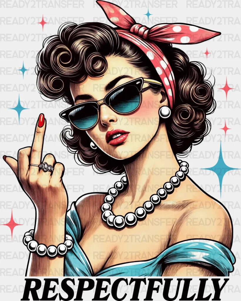 Respectfully Pearl Necklace Bandana Girl - Funny Dtf Transfer