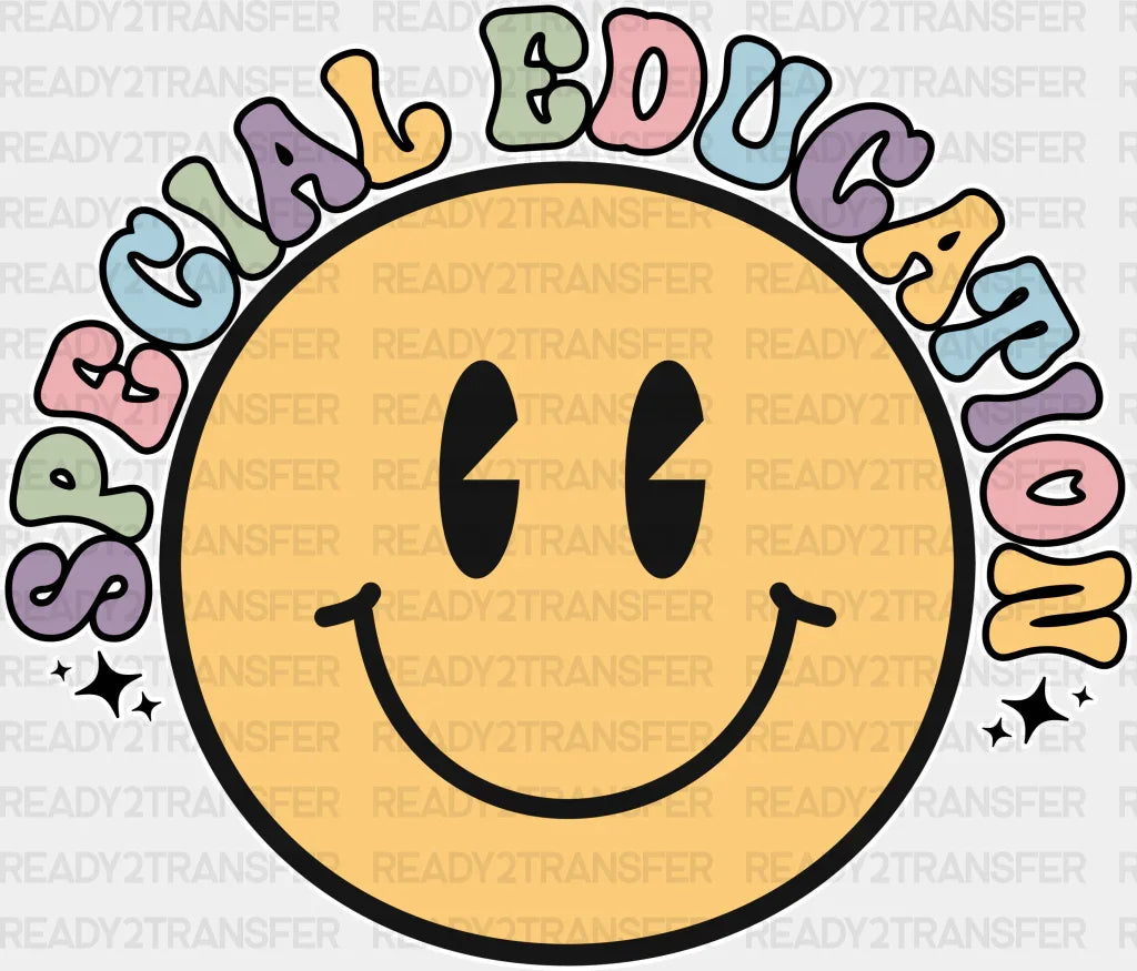 Retro Smile Face Special Education Design - Ed Dtf Heat Transfer Adult Unisex S & M (10’’) / White