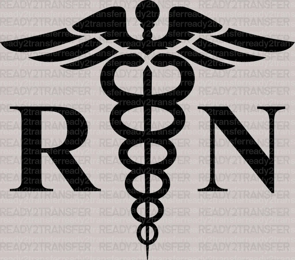 RN Nurse DTF Heat Transfer, Nurse Design, Healthcare Workers DTF ready2transfer Black