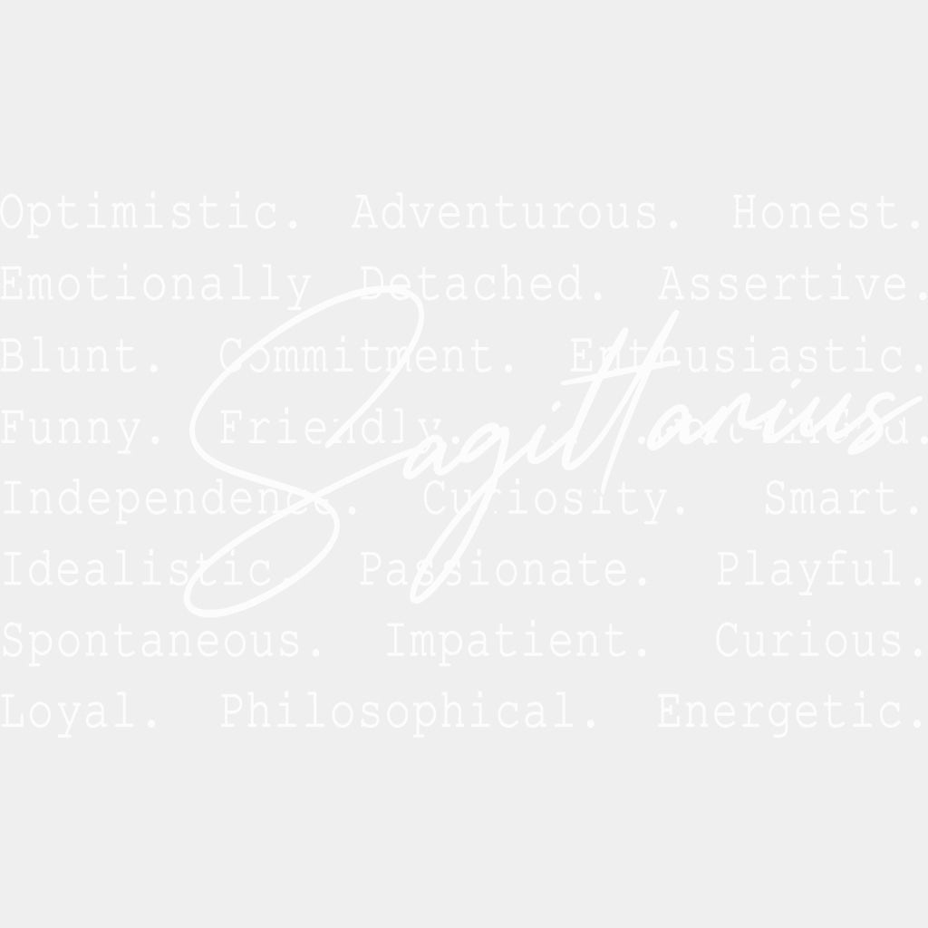 Sagittarius B&W - Zodiacs & Horoscopes DTF Transfers - Adult Unisex - S & M (10’’) / Light Color Design (See Imaging)