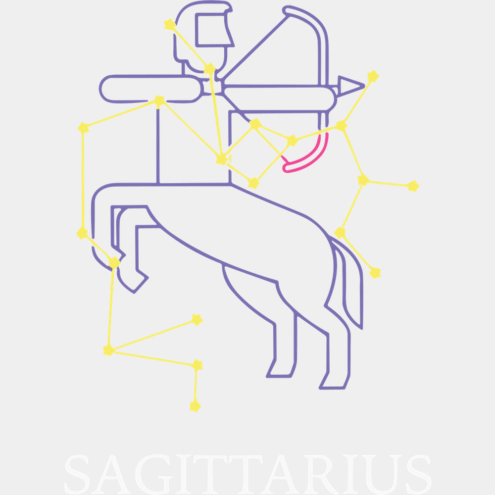 Sagittarius Purple Constellation - Zodiacs & Horoscopes DTF Transfers - Adult Unisex - S & M (10’’) / Light Color