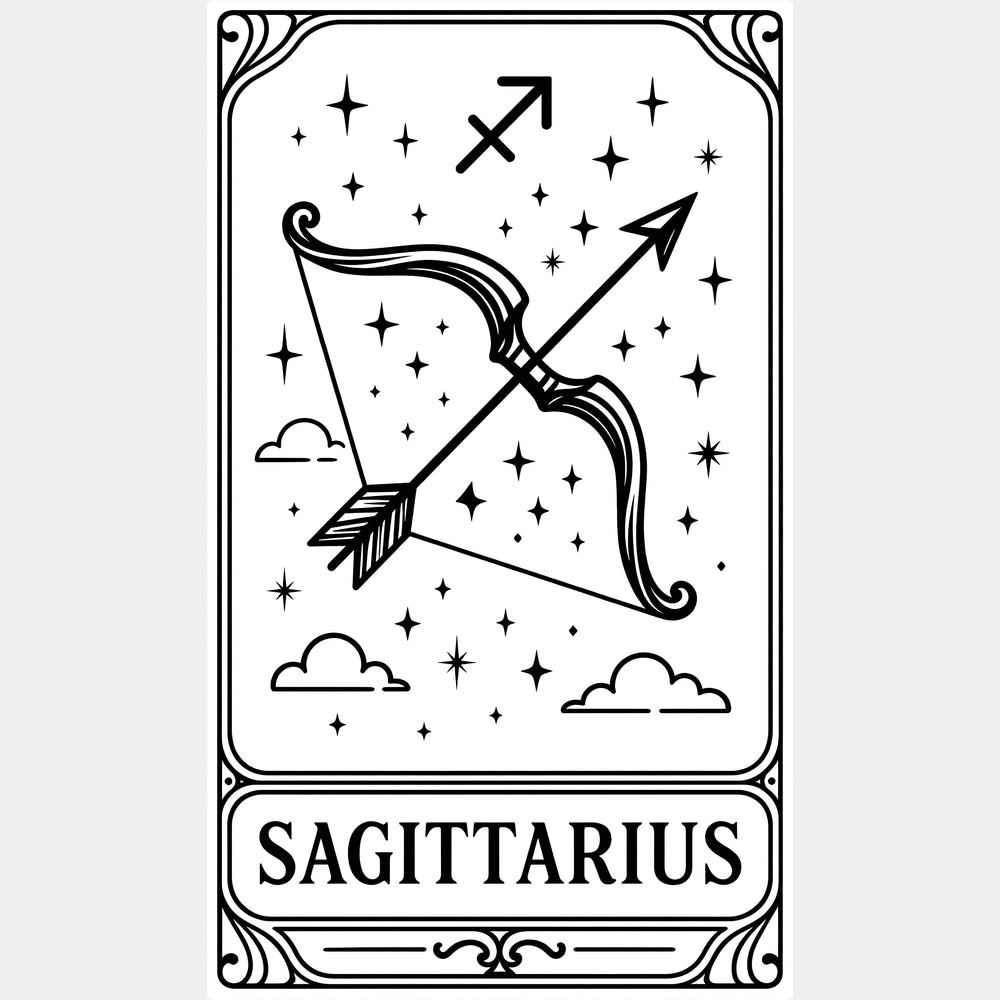 Sagittarius Tarot Card - Zodiacs & Horoscopes DTF Transfers - Adult Unisex - S & M (10’’) / Light Color Design (See