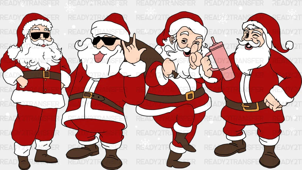 Santa Cool Design - Christmas Dtf Transfer Adult Unisex S & M (10’’) / Light Color (See Imaging)