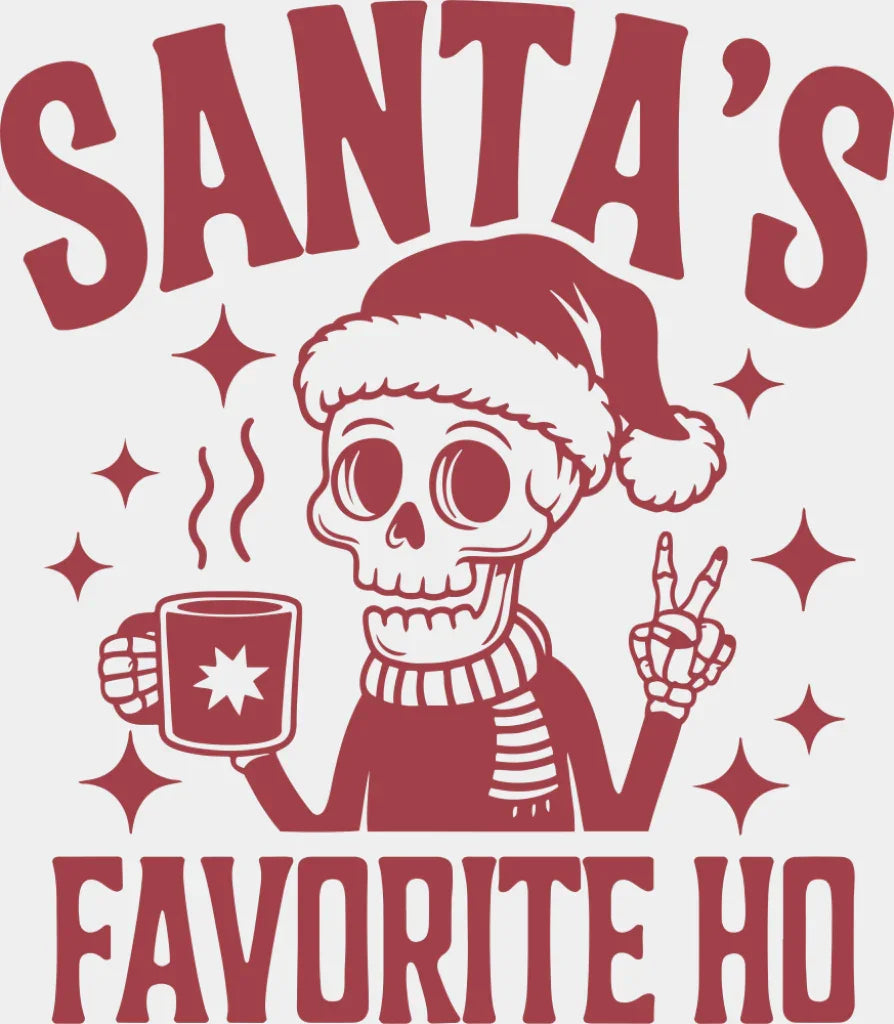 Santa’s Favorite Ho - Christmas DTF Transfer Adult Unisex - S & M (10’’) / Red Color Design (See Imaging)