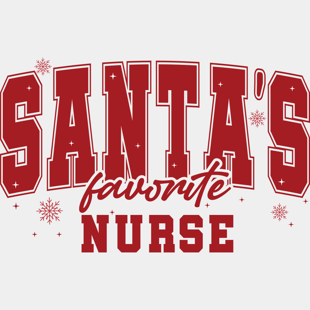 Santa's Favorite Nurse - Nurse DTF Transfers ready2transfer Red Color Design (See Imaging)