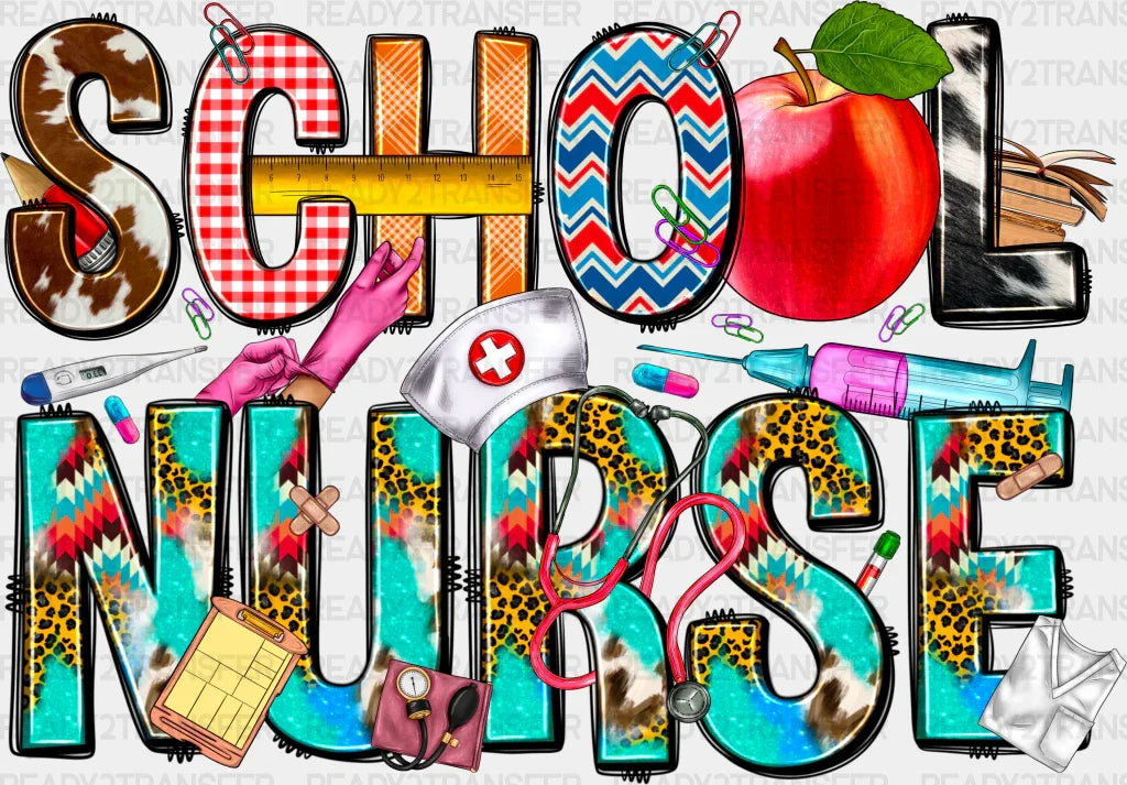 School Nurse Doodles Design - Dtf Transfers