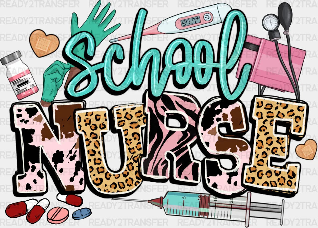 School Nurse Syringe And Gloves Design - Dtf Transfers