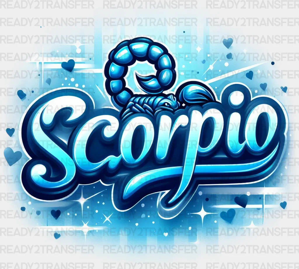 Scorpio Blue And Pink - Zodiacs & Horoscopes Dtf Transfer Adult Unisex S M (10’’) / Color