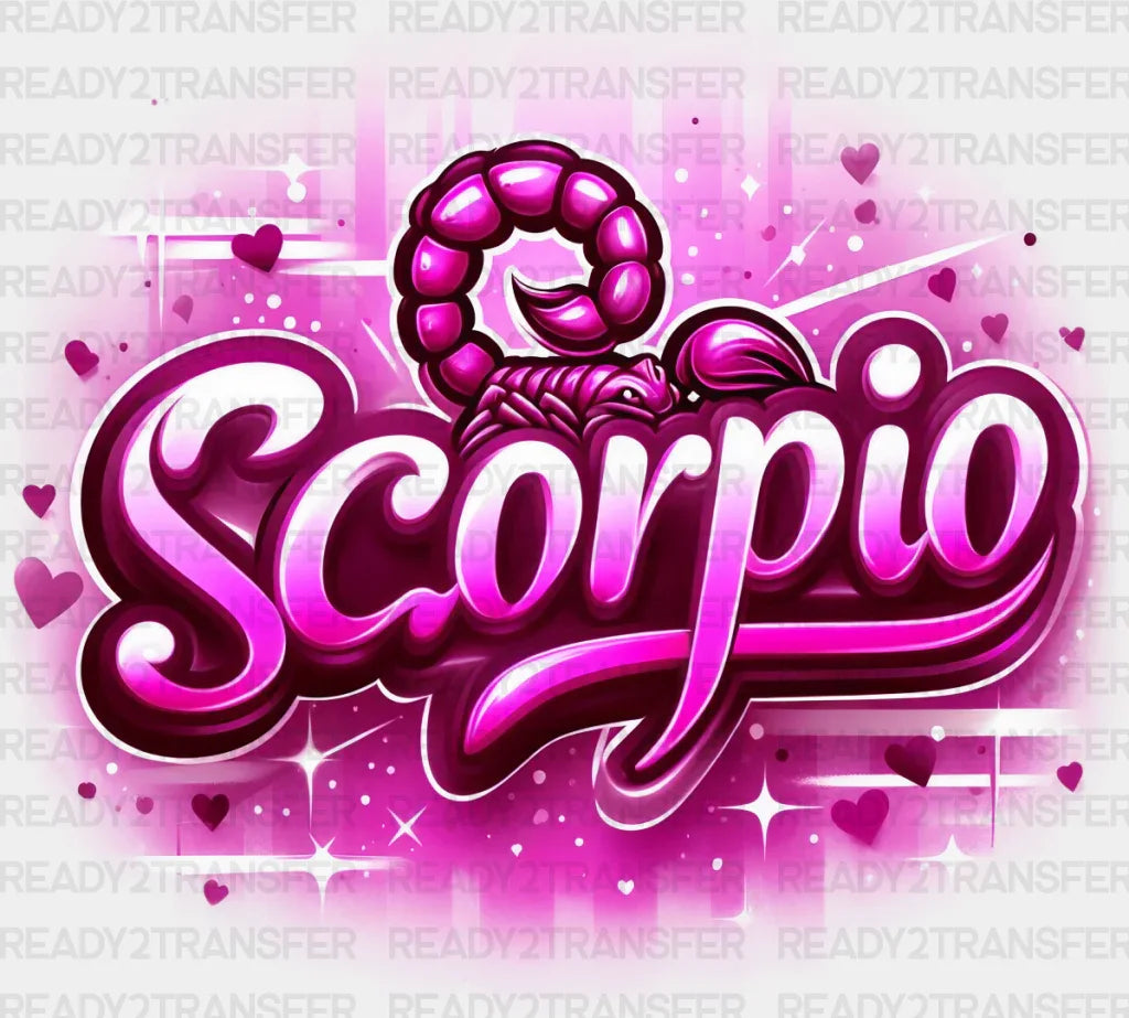 Scorpio Blue And Pink - Zodiacs & Horoscopes Dtf Transfer Adult Unisex S M (10’’) / Color