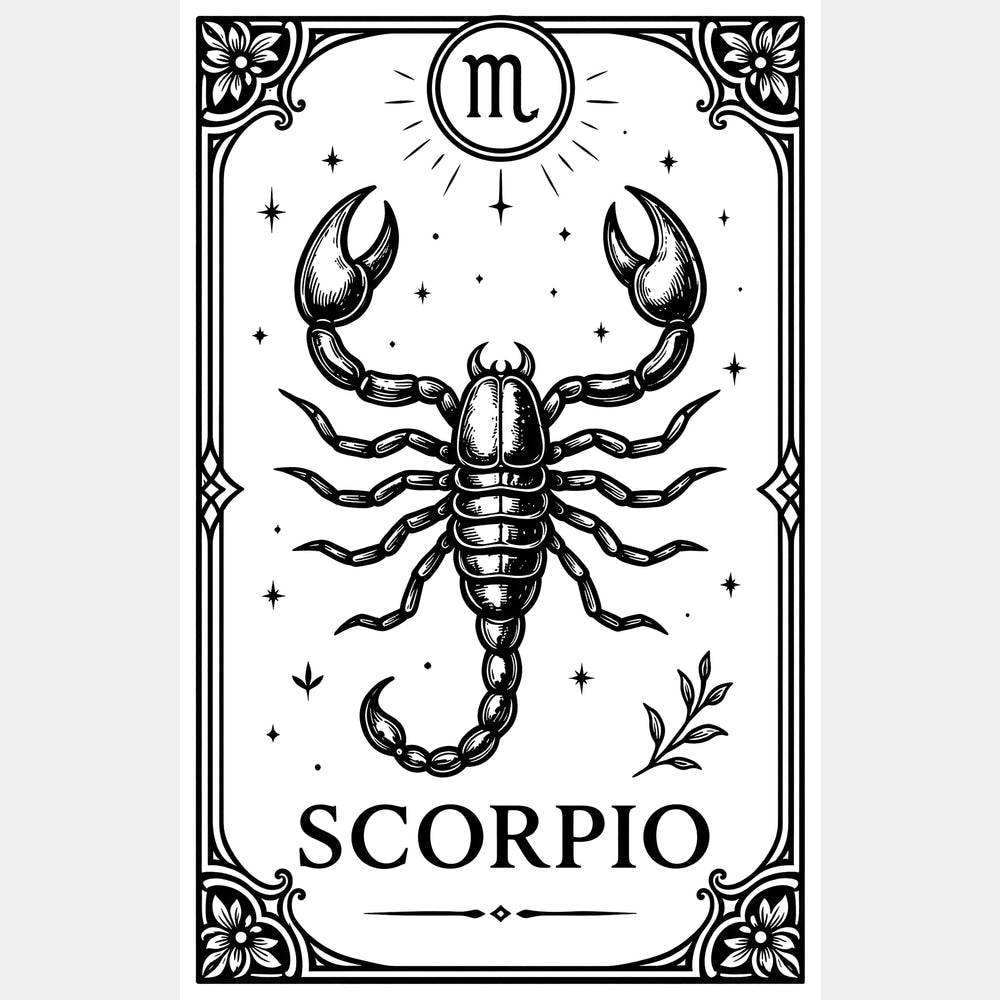 Scorpio Tarot Card - Zodiacs & Horoscopes DTF Transfers - Adult Unisex - S & M (10’’) / Light Color Design (See Imaging)