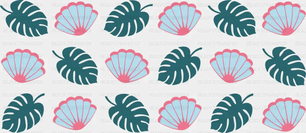 Sea Shells & Leaves - General Cup Wrap UV Sticker Permanent UV DTF Decal