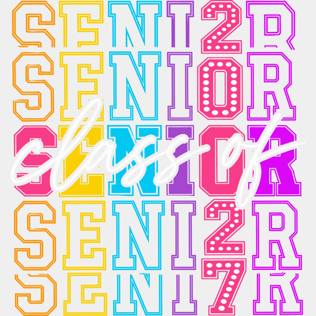 Senior Class Of 2027 Vibrant - Senior DTF Transfers - Adult Unisex - S & M (10’’) / Light Color Design (See Imaging)