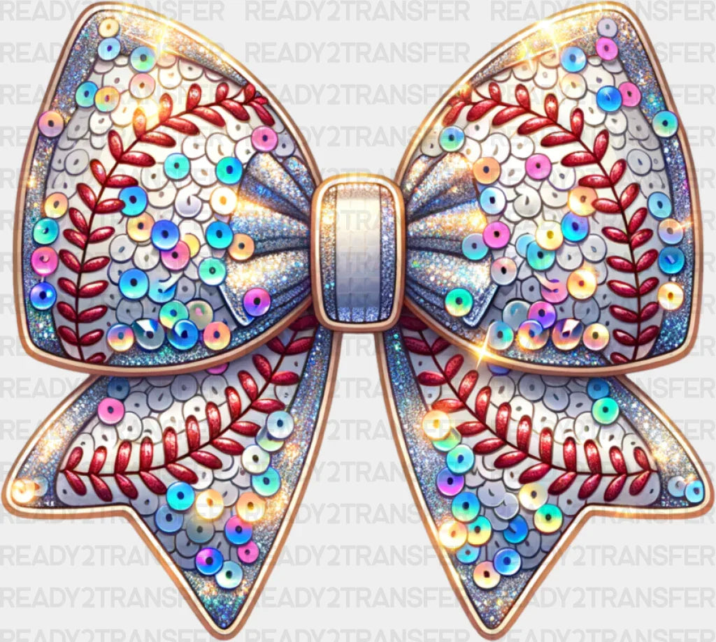 Sequin Bowtie - Baseball Dtf Transfer
