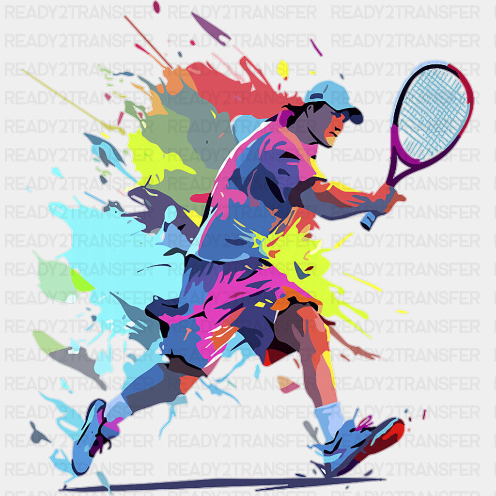 Serving, Watercolor Design - Tennis DTF Transfers ready2transfer