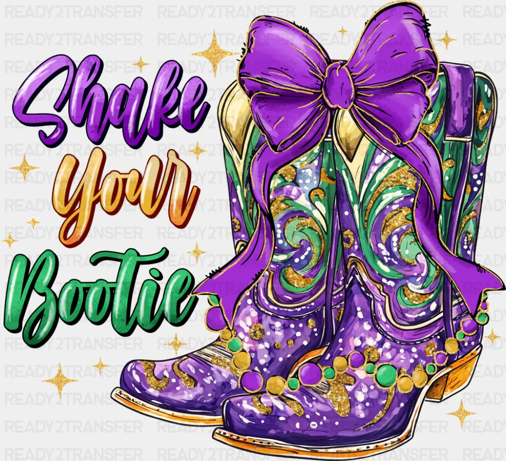 Shake Your Bootie Boots - Mardi Gras DTF Transfer