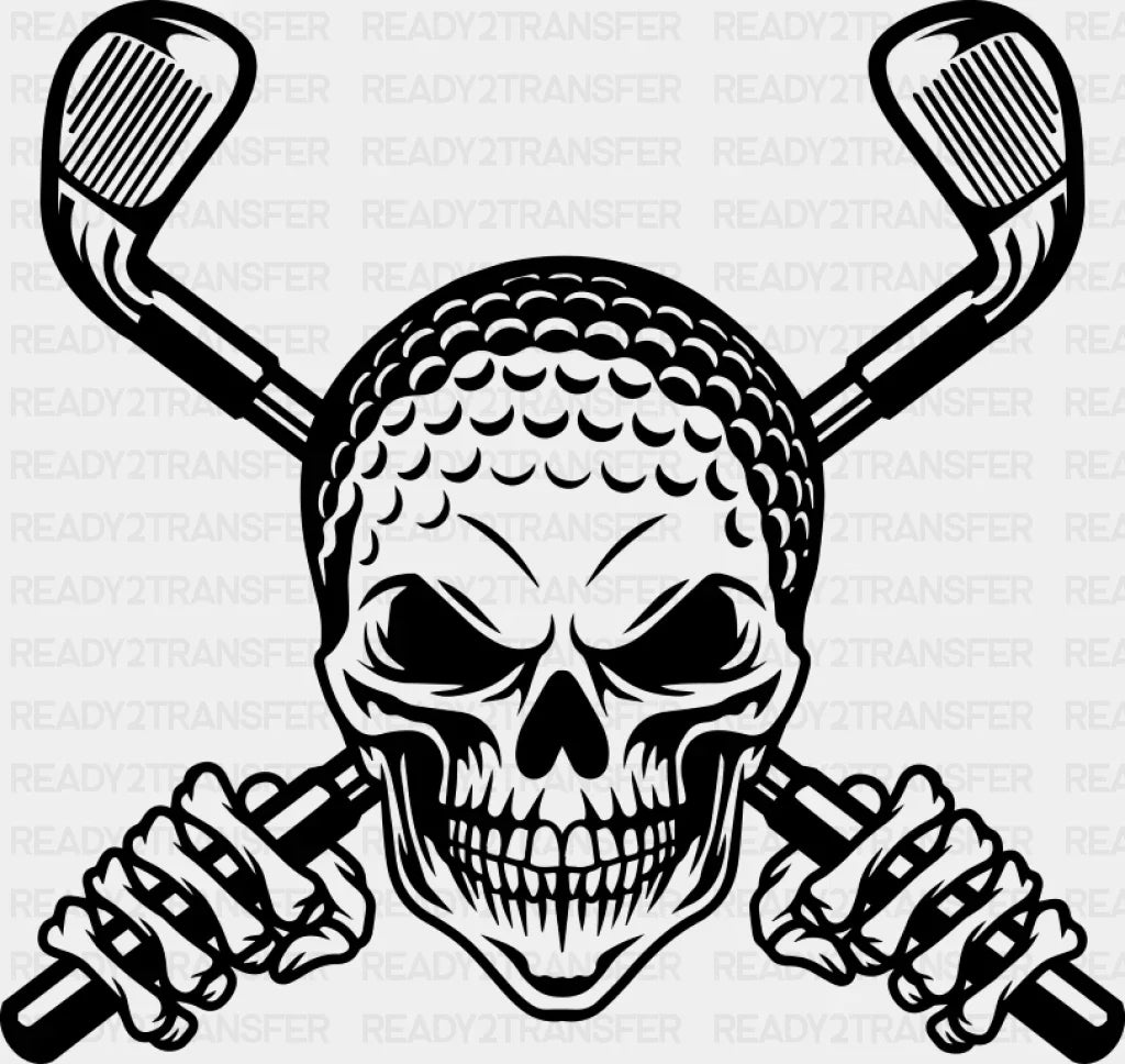 Skull Design - Golf DTF Transfer Adult Unisex - S & M (10’’) / Dark Color Design (See Imaging)