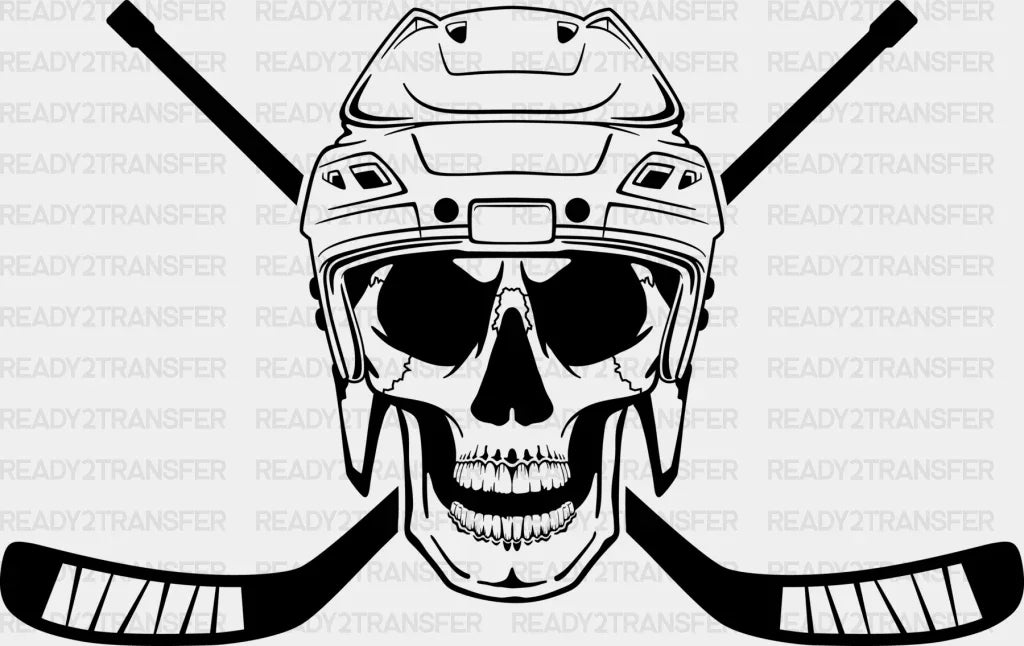 Skull Hockey Design - Dtf Heat Transfer Adult Unisex S & M (10’’) / Black
