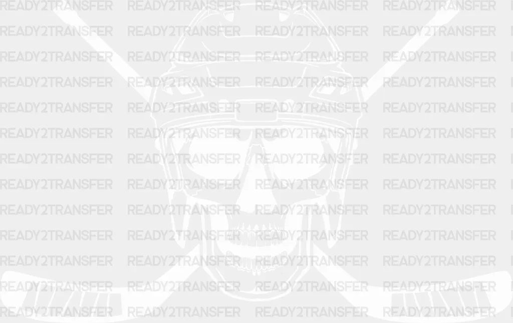 Skull Hockey Design - Dtf Heat Transfer Adult Unisex S & M (10’’) / White
