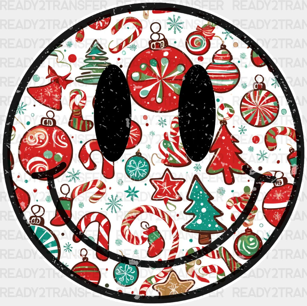 Smile Face Christmas Design - Dtf Heat Transfer Adult Unisex S & M (10’) / White