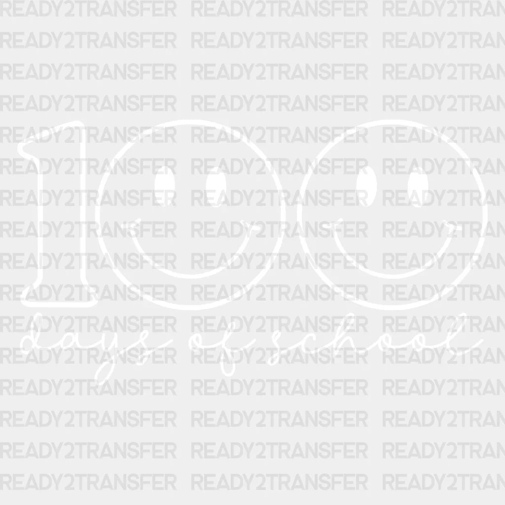 Smiley Face 100 Days Of School Simple Dtf Transfer