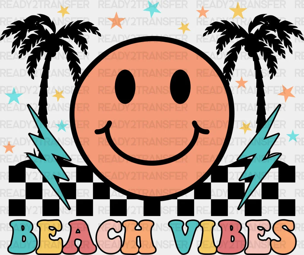 Smiley Palms Beach Vibes Summer Dtf Transfer