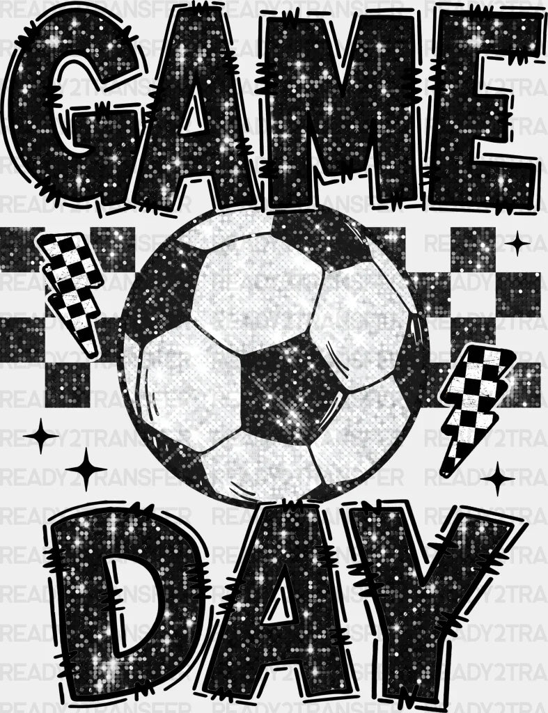 Soccer Ball Game Day Design - Dtf Heat Transfer Adult Unisex S & M (10’’) / Black