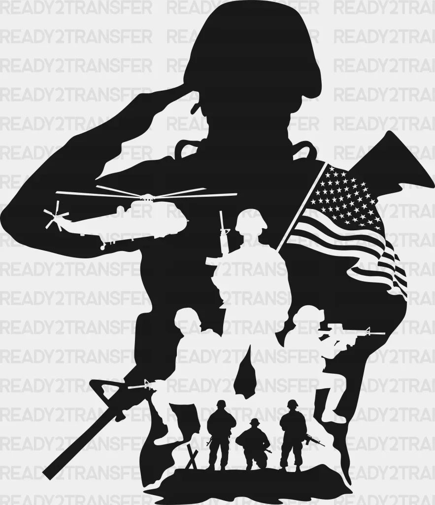 Soldier Dark Design - Army Dtf Transfer Adult Unisex S & M (10’’) / Color (See Imaging)