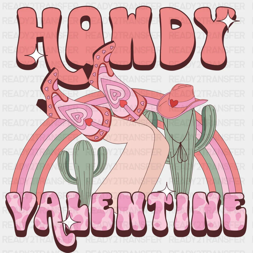 Solid Howdy Valentine Rainbow Dtf Transfer