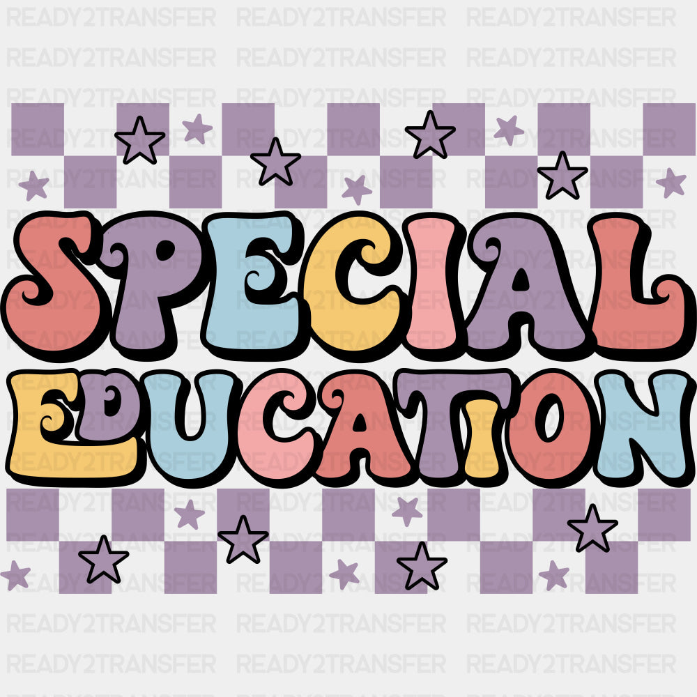 Special Education Purple Checkered Design - Special ED DTF Transfers ready2transfer Dark Color Design (See Imaging)