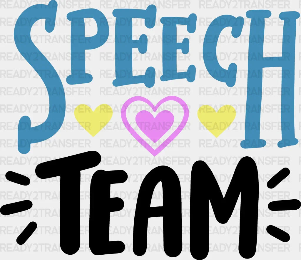 Speech Team Design - Therapist Dtf Heat Transfer Adult Unisex S & M (10’’) / Black